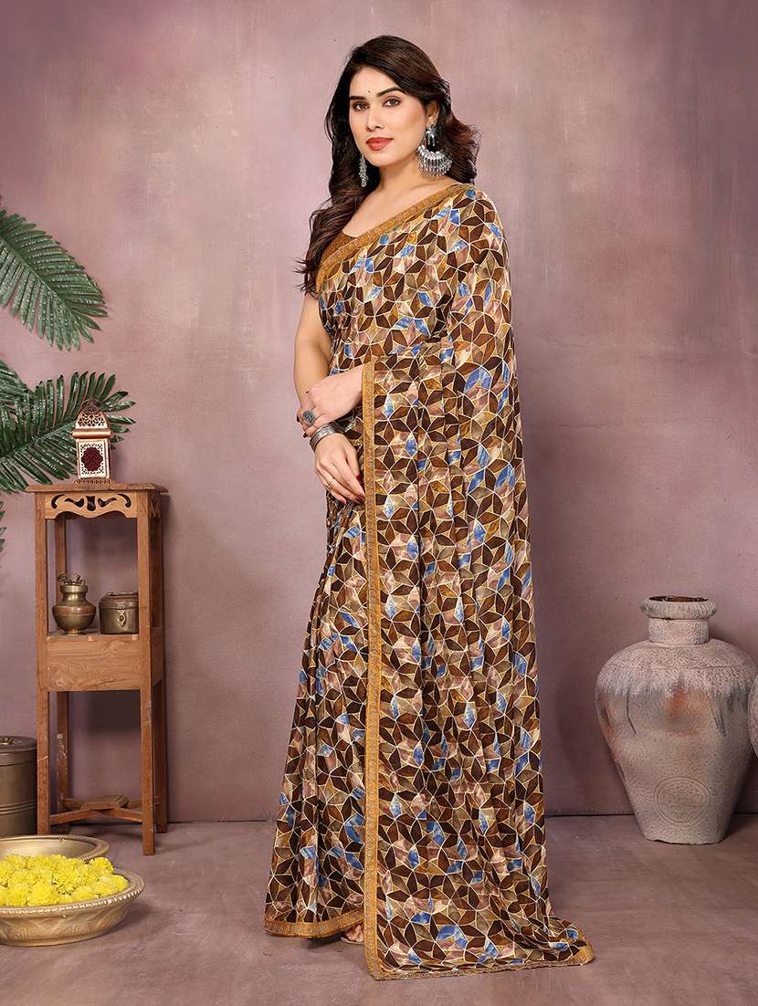 women printed casual wear saree with blouse - 22048880 -  Standard Image - 2