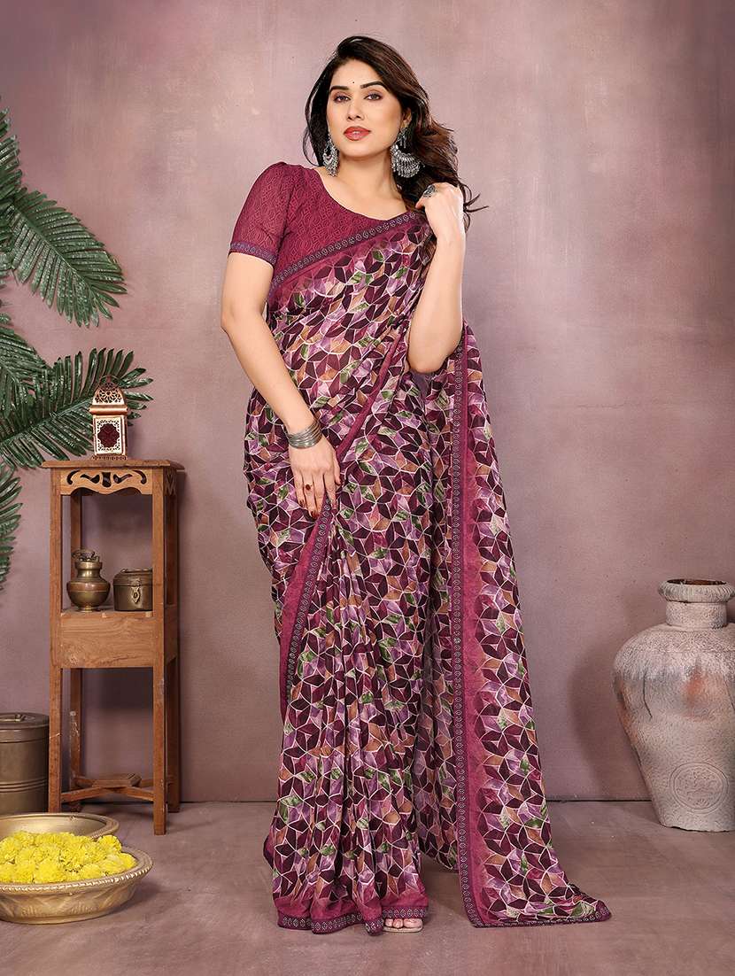 women printed casual wear saree with blouse - 22048881 -  Standard Image - 2