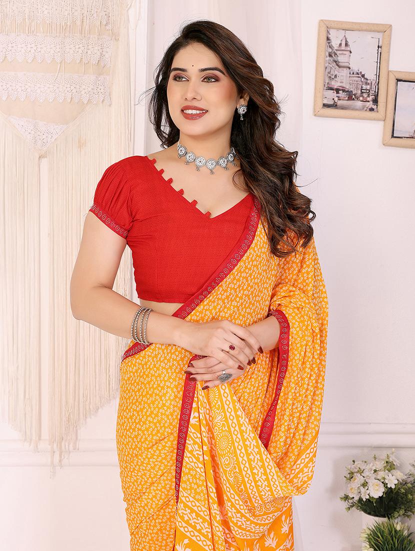 women printed casual wear saree with blouse - 22048884 - Standard Image - 2