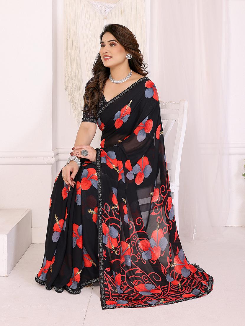 women printed casual wear saree with blouse - 22048899 - Standard Image - 2