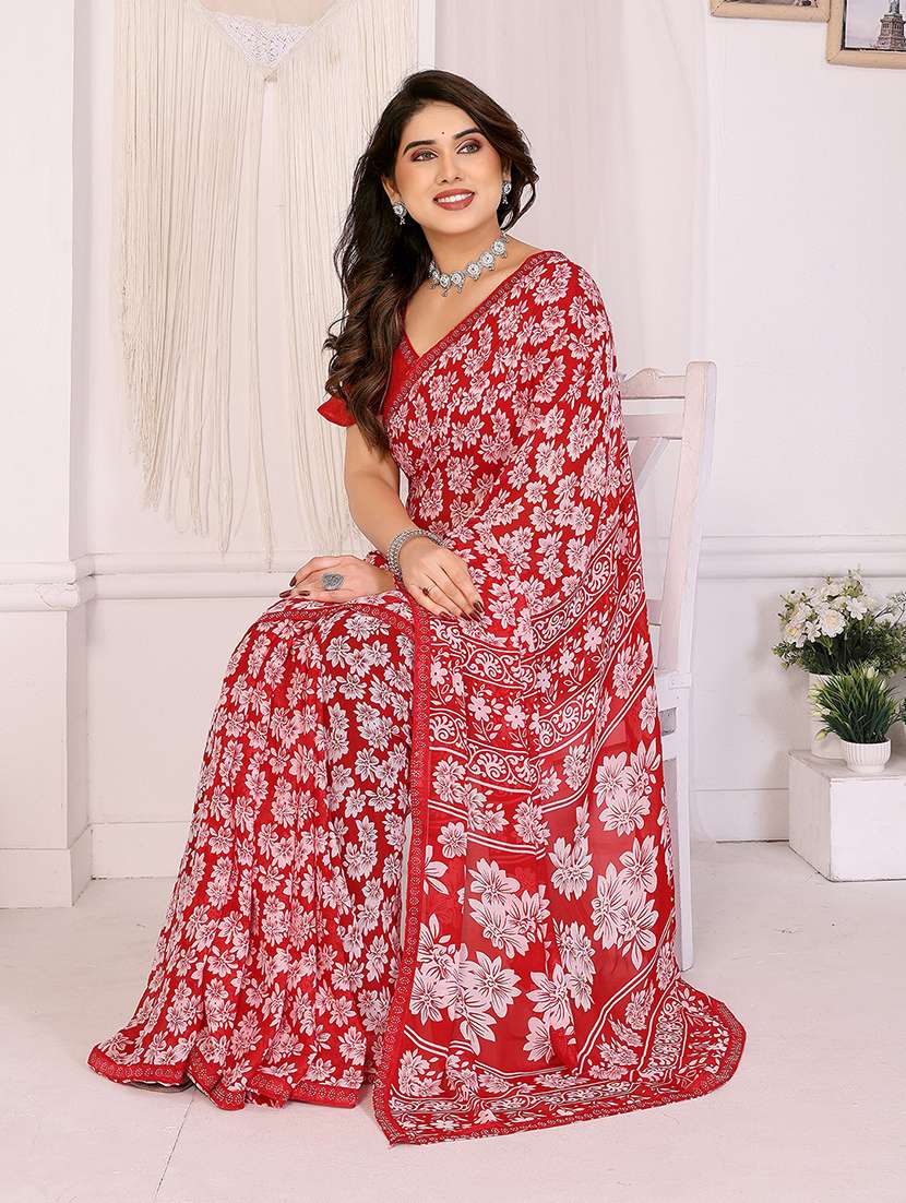 women printed casual wear saree with blouse - 22048900 -  Standard Image - 2