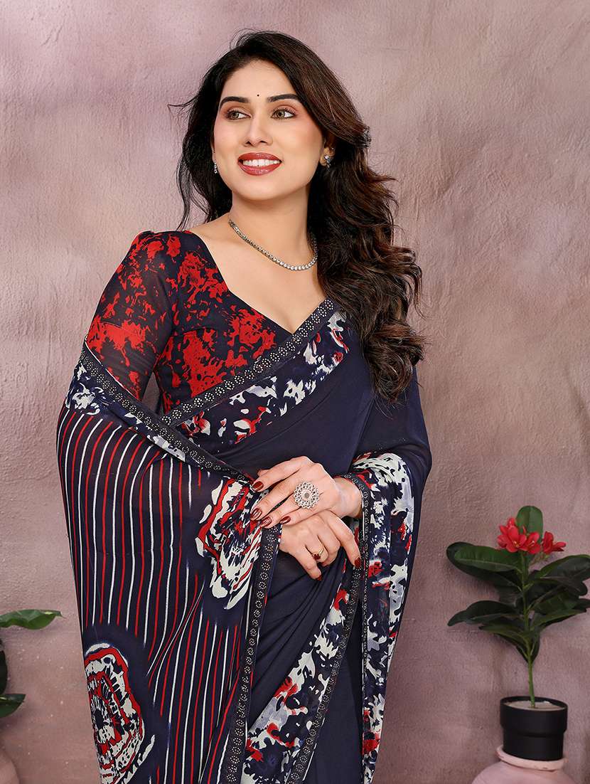 women printed casual wear saree with blouse - 22048904 -  Standard Image - 2