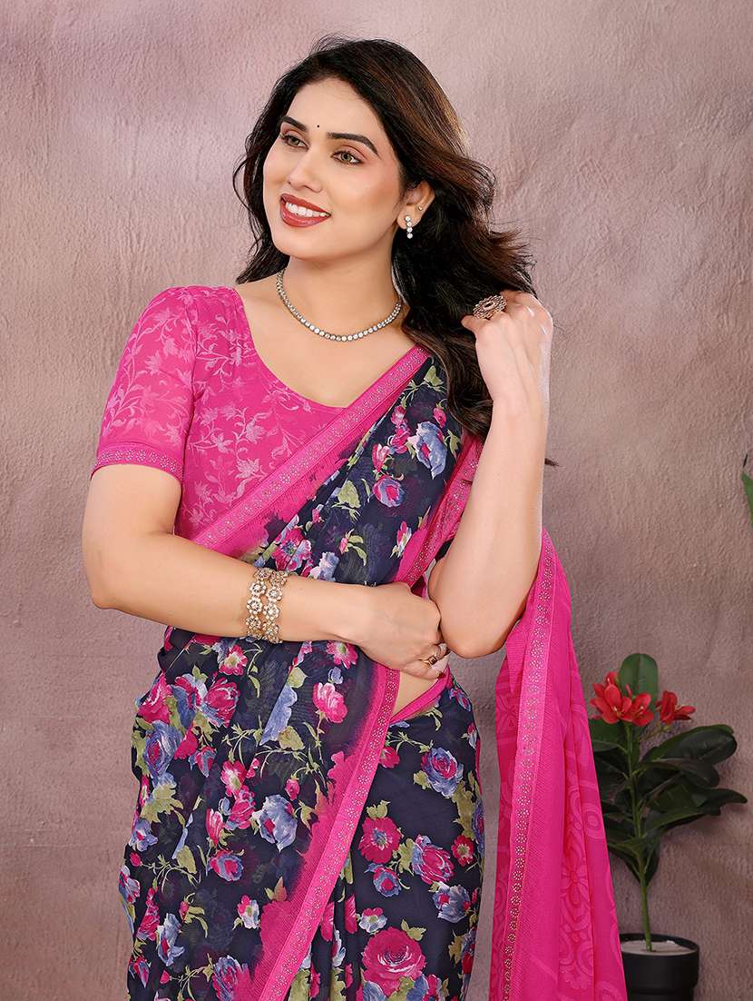 women printed casual wear saree with blouse - 22048908 -  Standard Image - 2