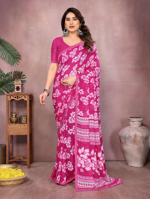women printed casual wear saree with blouse - 22048914 - Standard Image - 0