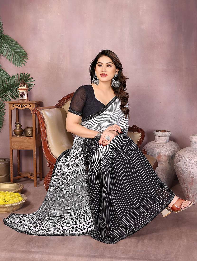 women printed casual wear saree with blouse - 22048923 -  Standard Image - 2