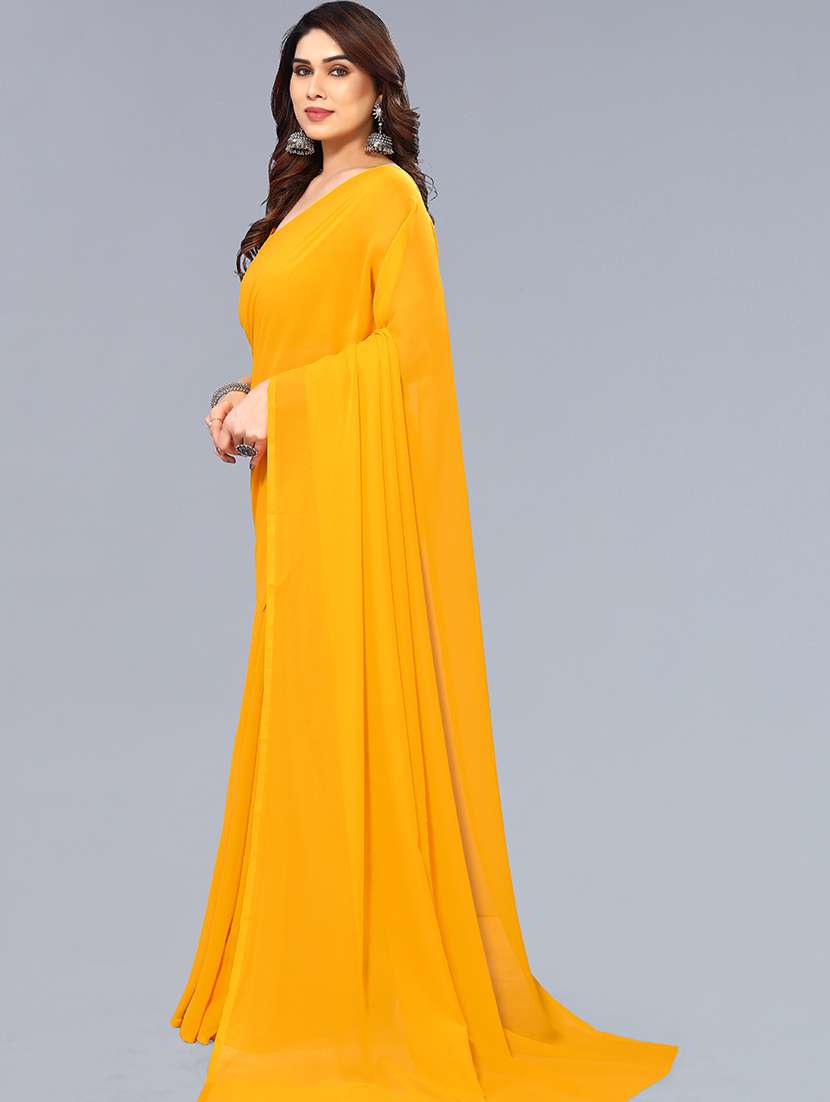 women solid plain saree with blouse - 22048944 -  Standard Image - 2