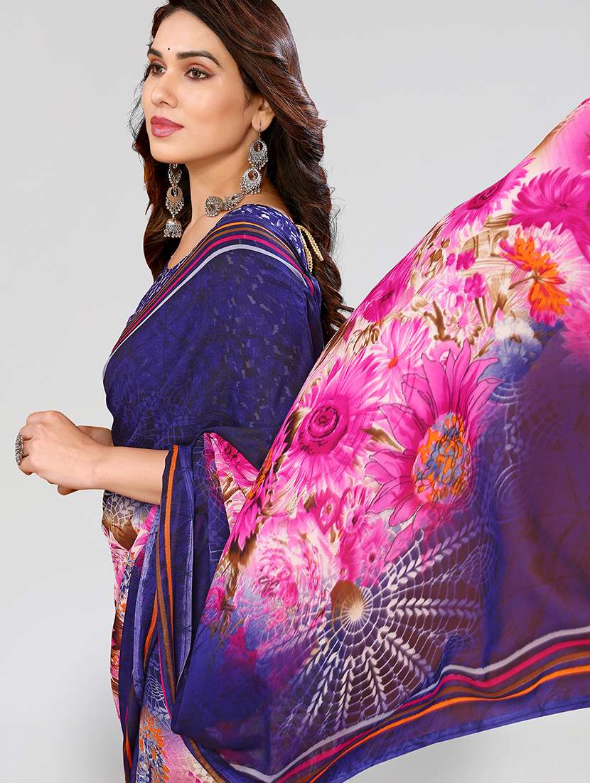 women printed casual wear saree with blouse - 22048991 -  Standard Image - 2