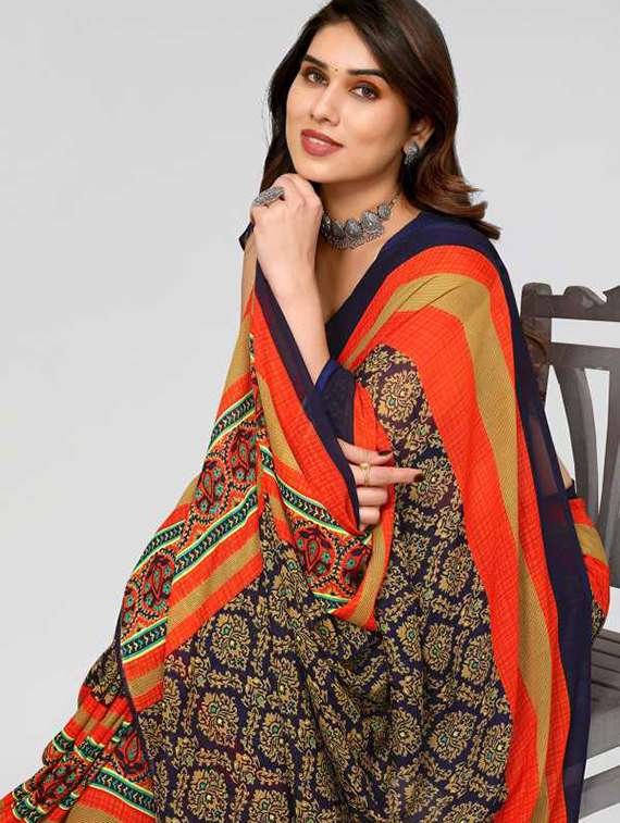 women printed casual wear saree with blouse - 22048993 -  Standard Image - 2