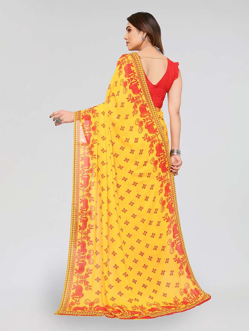 women printed casual wear saree with blouse - 22048996 -  Standard Image - 2