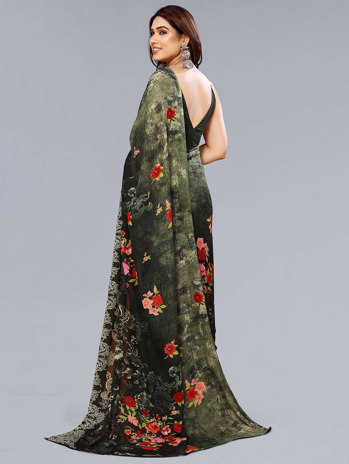 women printed casual wear saree with blouse - 22049016 -  Standard Image - 2