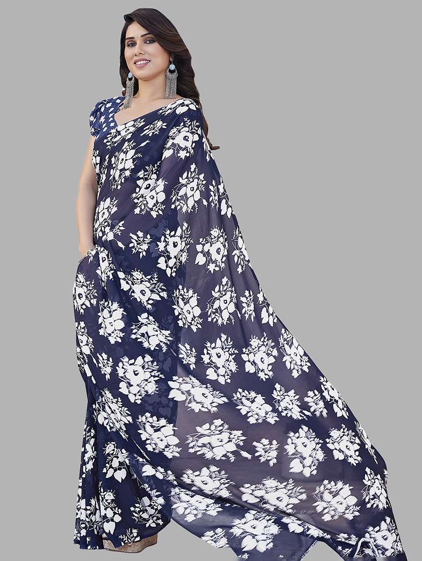 women printed casual wear saree with blouse - 22049019 -  Standard Image - 2