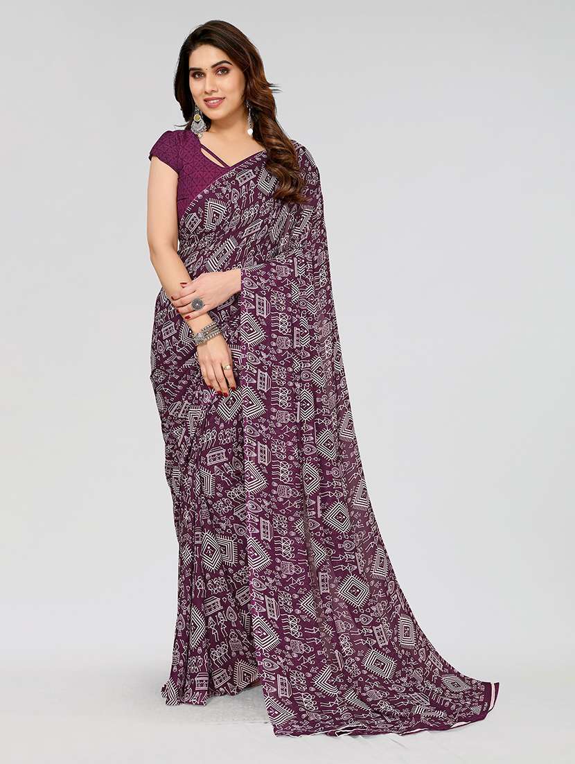 women printed casual wear saree with blouse