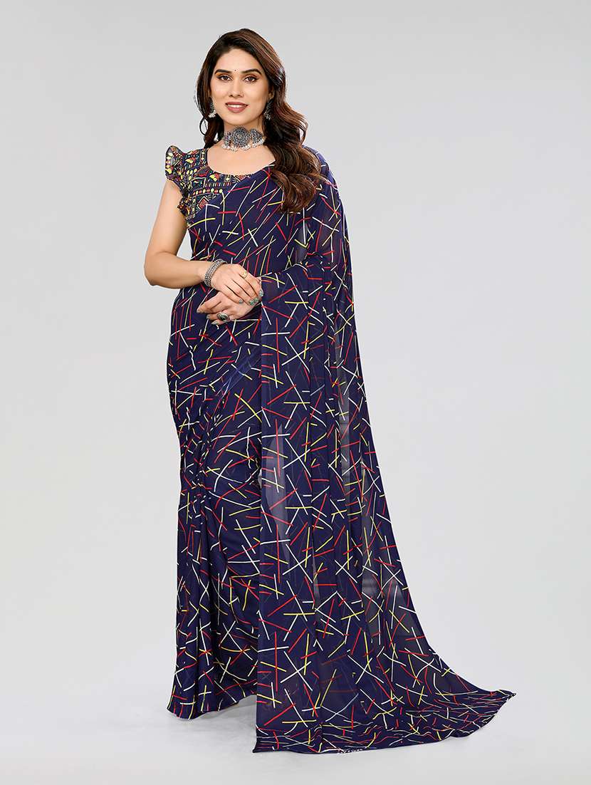 women printed casual wear saree with blouse