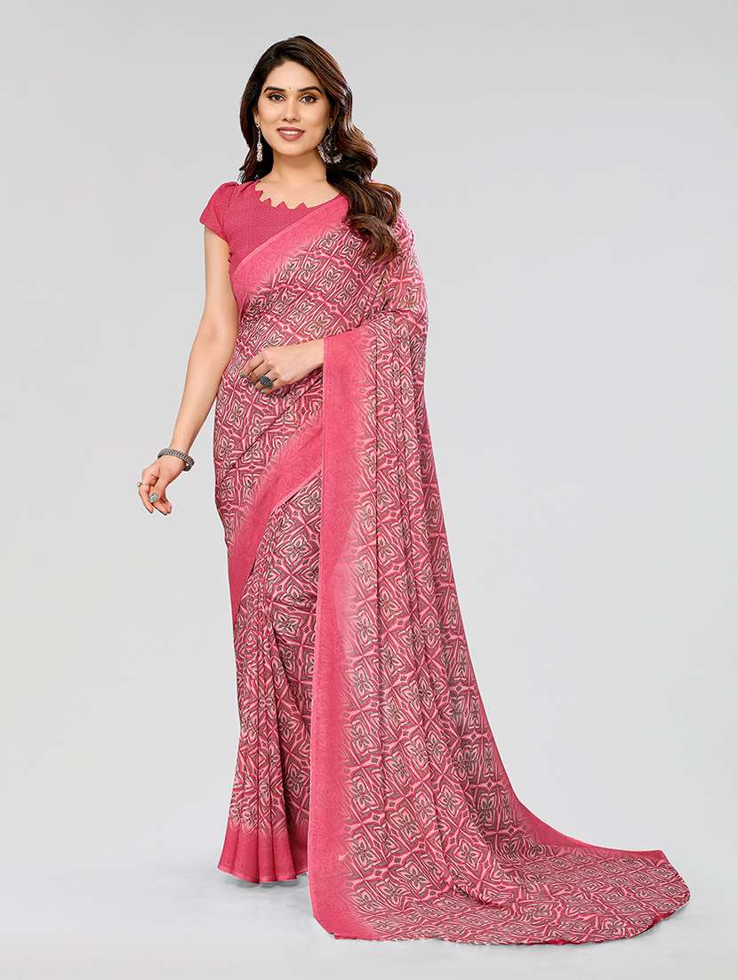 women printed casual wear saree with blouse
