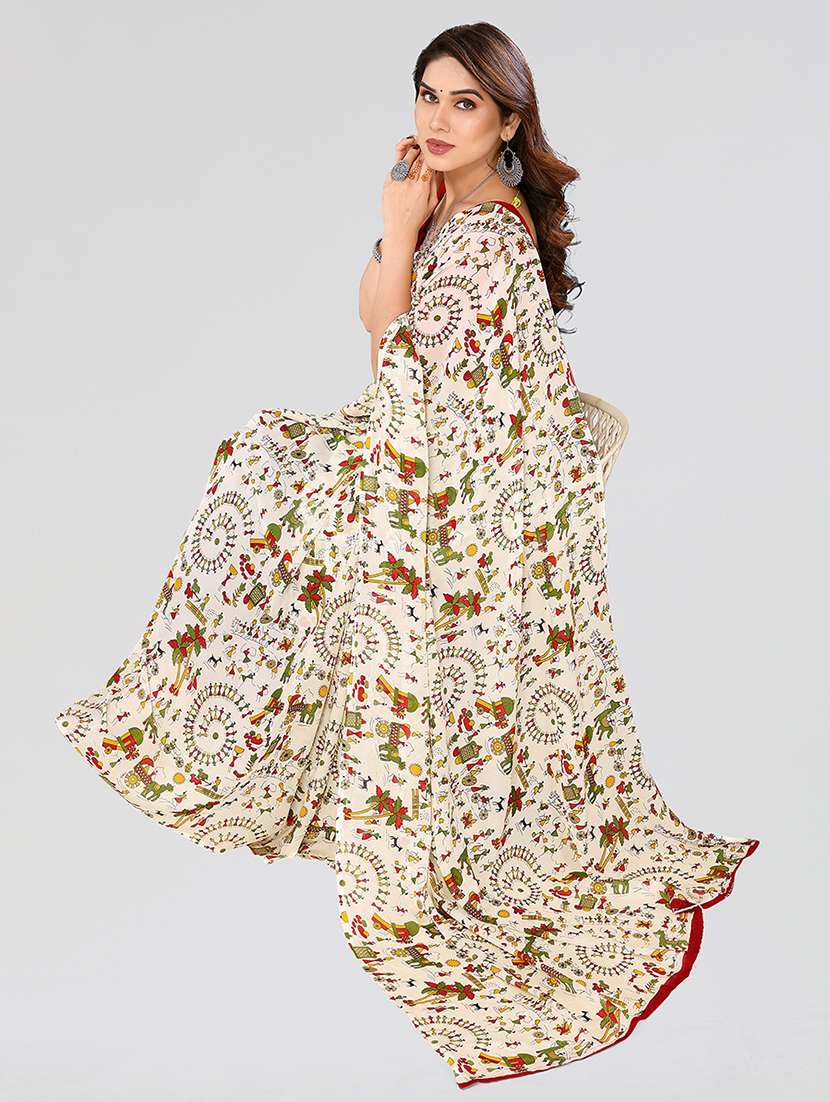 women printed casual wear saree with blouse - 22049054 -  Standard Image - 2