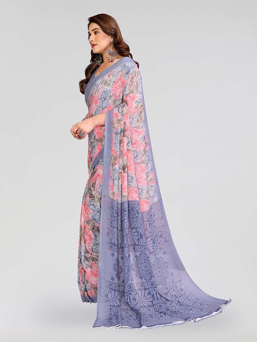 Women Printed Casual Wear Saree With Blouse - 22049077 -  Standard Image - 2