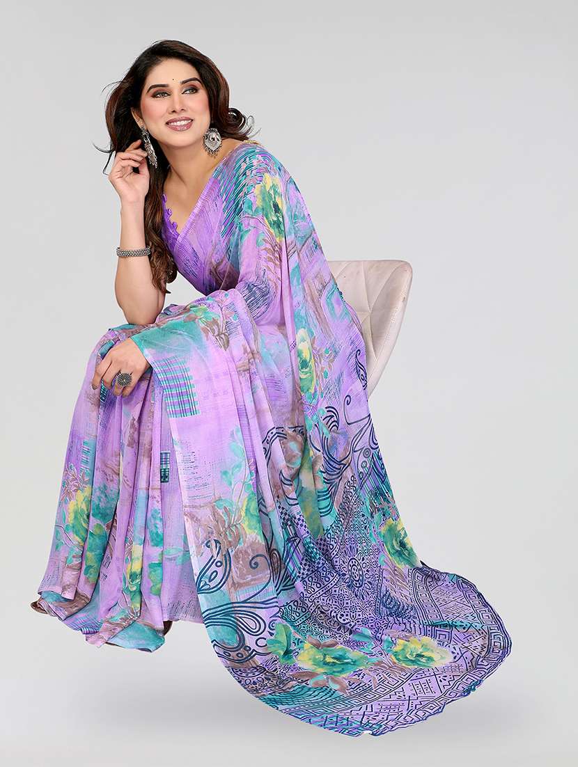 women printed casual wear saree with blouse - 22049080 -  Standard Image - 2