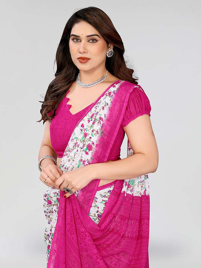 women printed casual wear saree with blouse - 22049093 -  Standard Image - 2