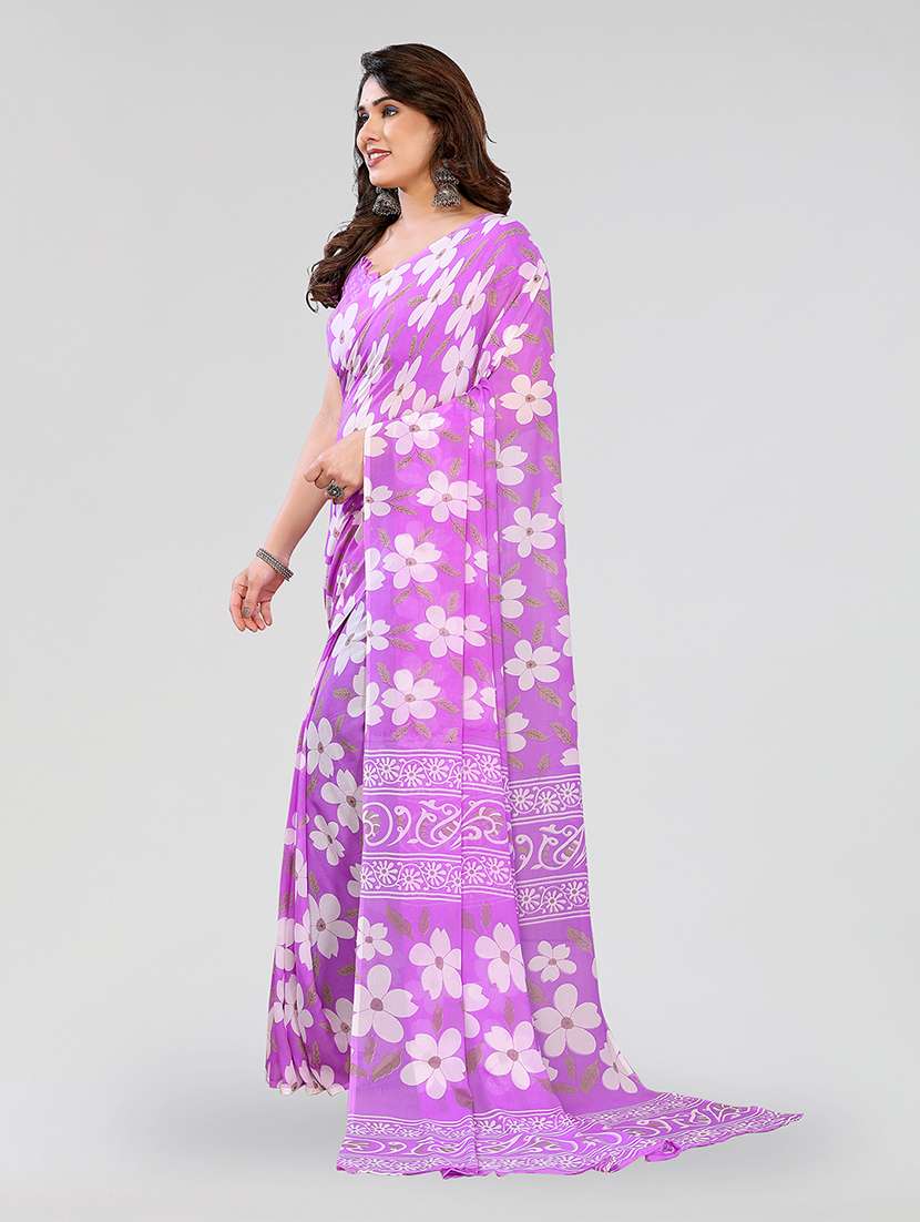 Women Printed Casual Wear Saree With Blouse - 22049118 -  Standard Image - 2
