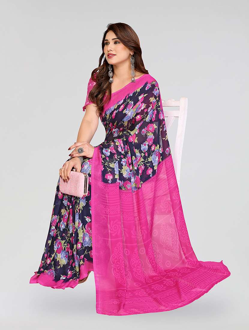 women printed casual wear saree with blouse - 22049151 -  Standard Image - 2