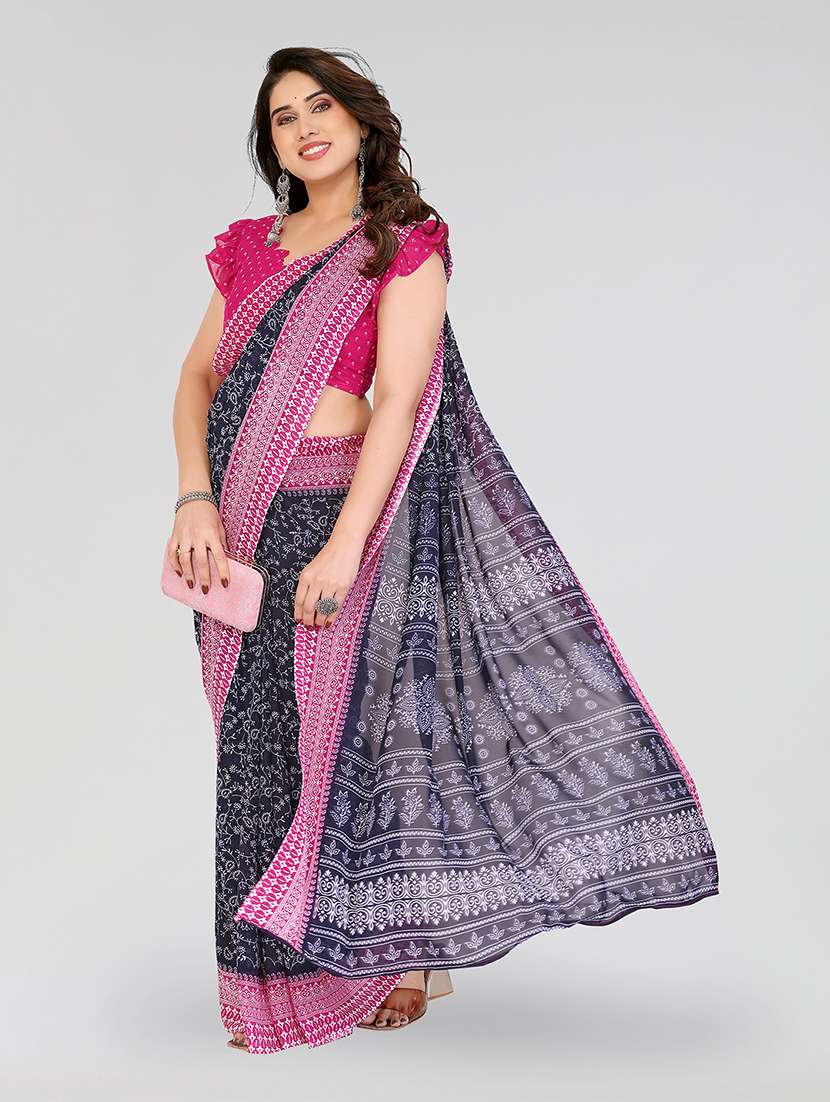 women printed casual wear saree with blouse - 22049163 -  Standard Image - 2