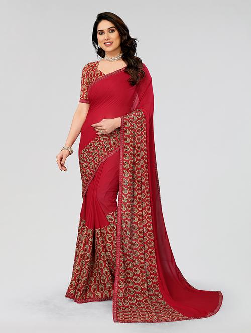 women printed casual wear saree with blouse - 22049209 -  Standard Image - 0