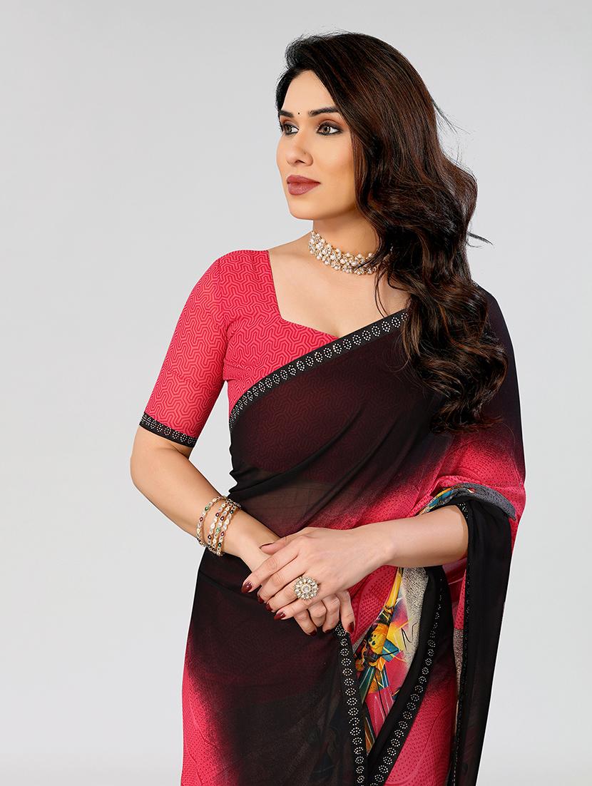 women printed casual wear saree with blouse - 22049212 - Standard Image - 2