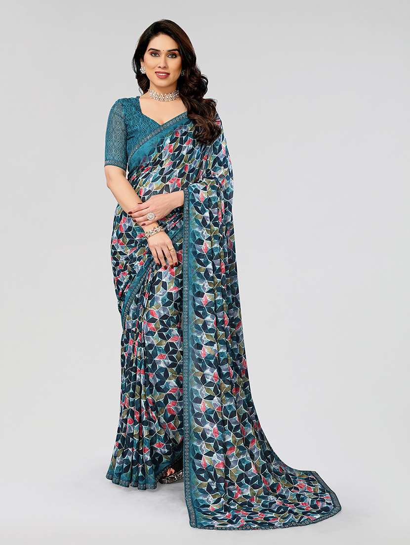 women printed casual wear saree with blouse