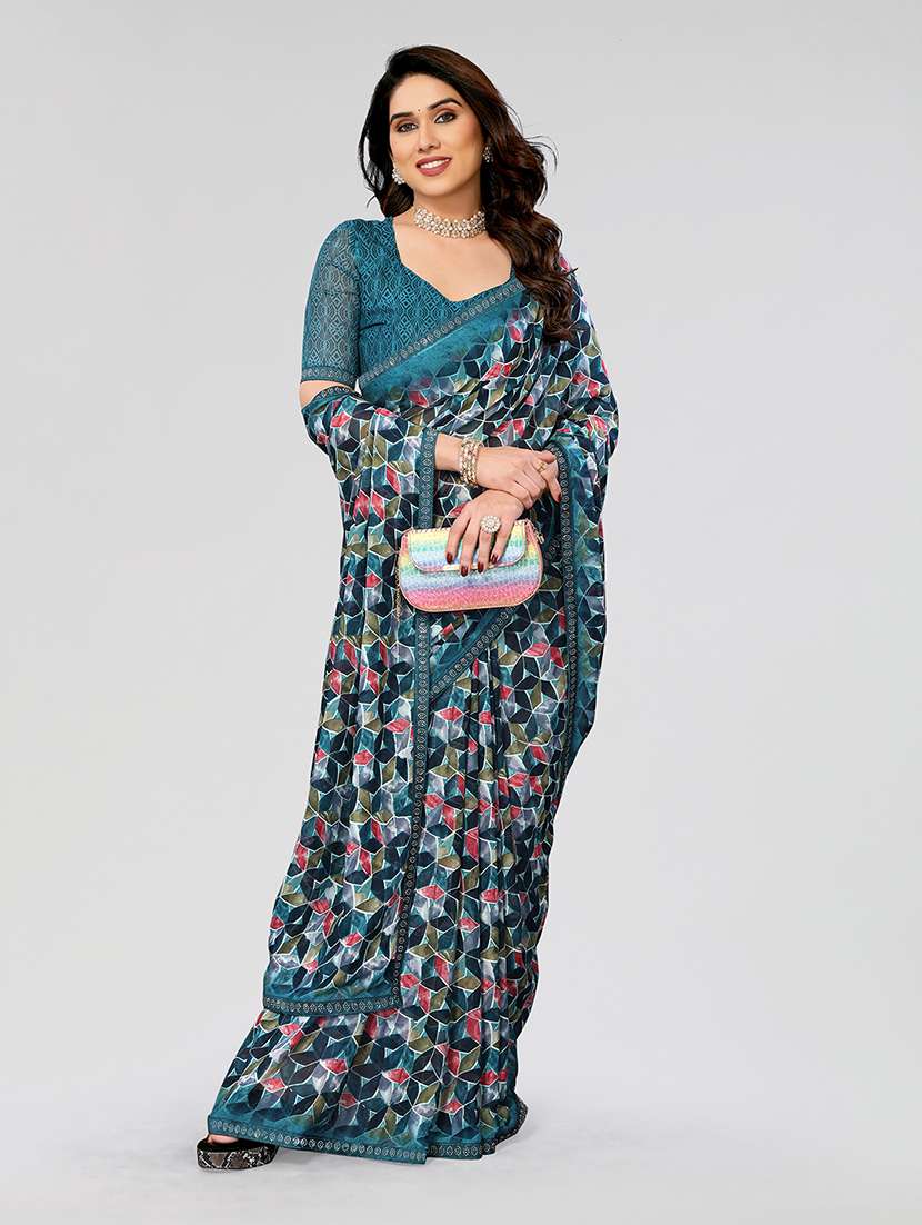 women printed casual wear saree with blouse - 22049220 -  Standard Image - 2