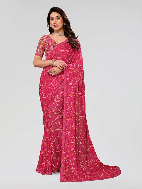 women printed casual wear saree with blouse - 22049224 - Standard Image - 0