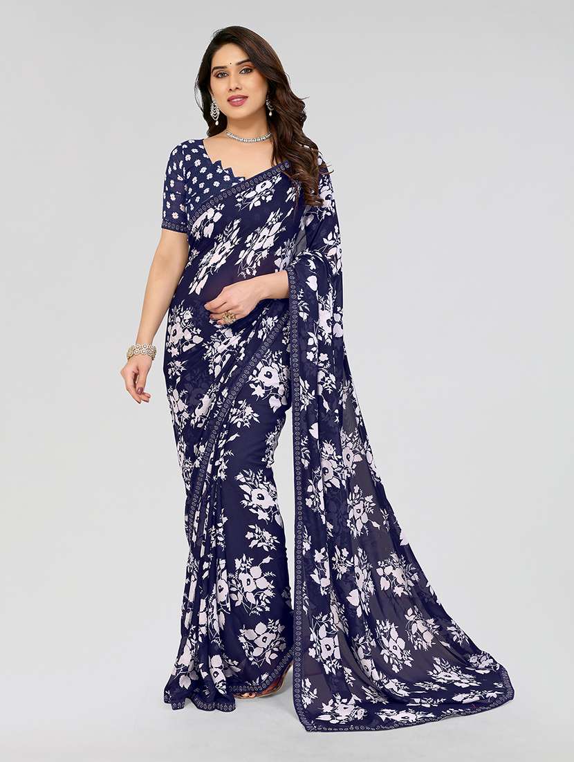 women printed casual wear saree with blouse