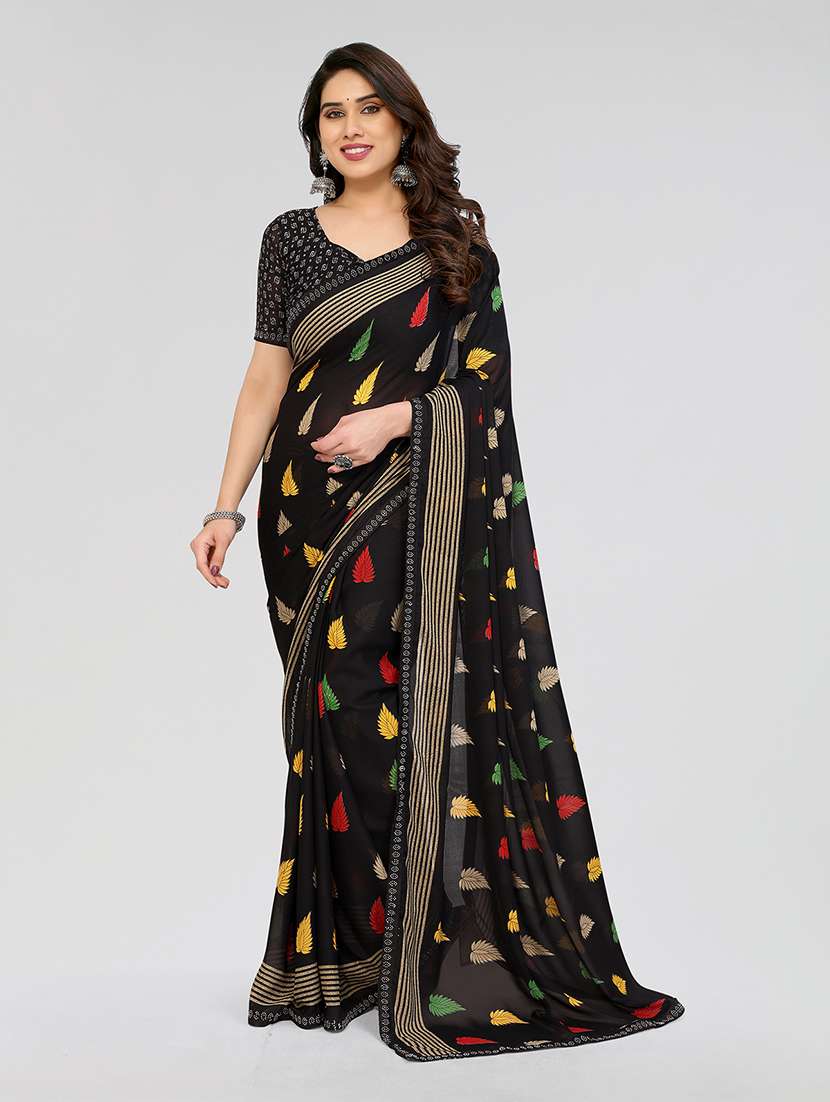 women printed casual wear saree with blouse
