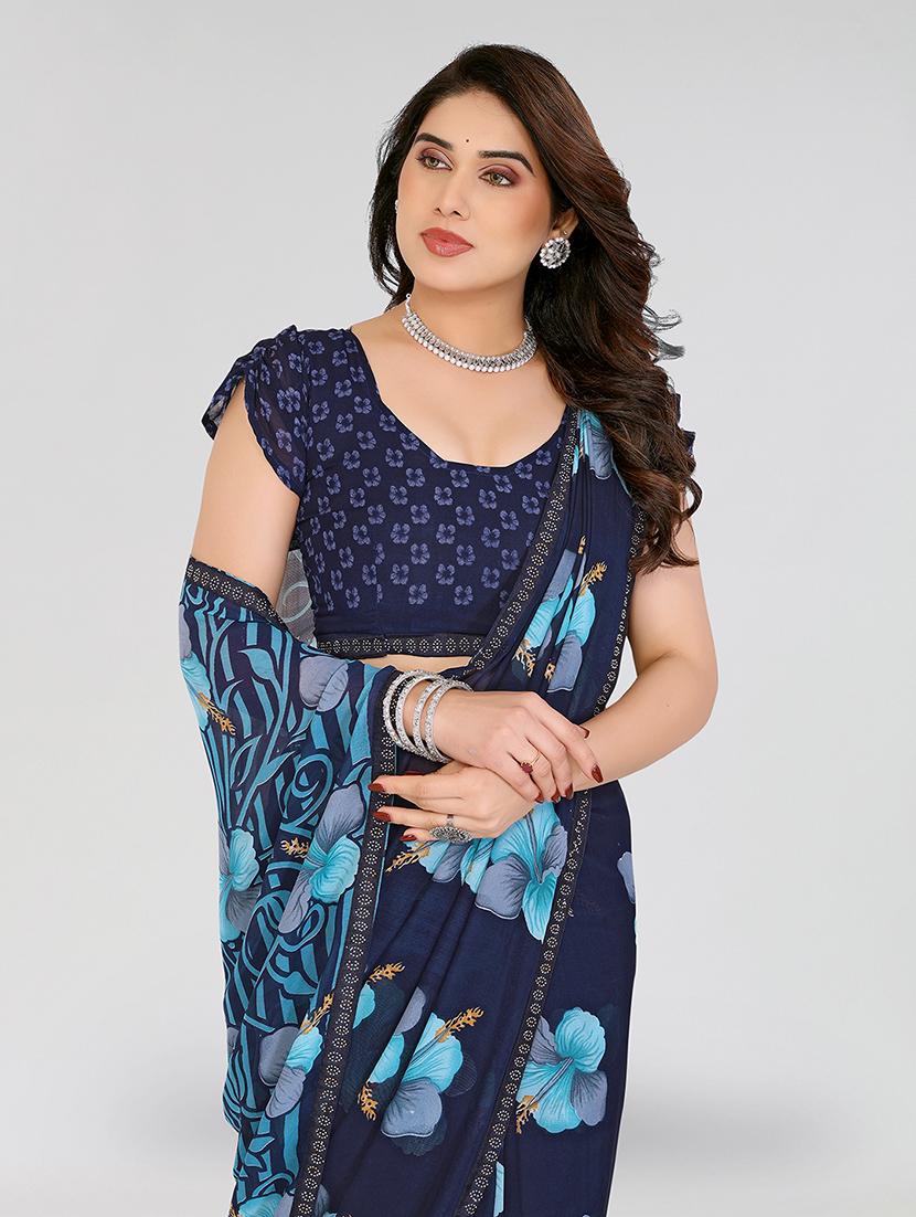 women printed casual wear saree with blouse - 22049263 - Standard Image - 2