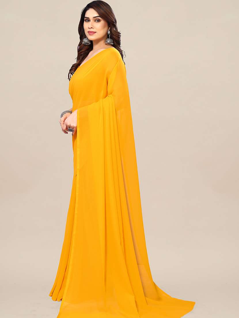 women solid plain saree with blouse - 22049296 -  Standard Image - 2