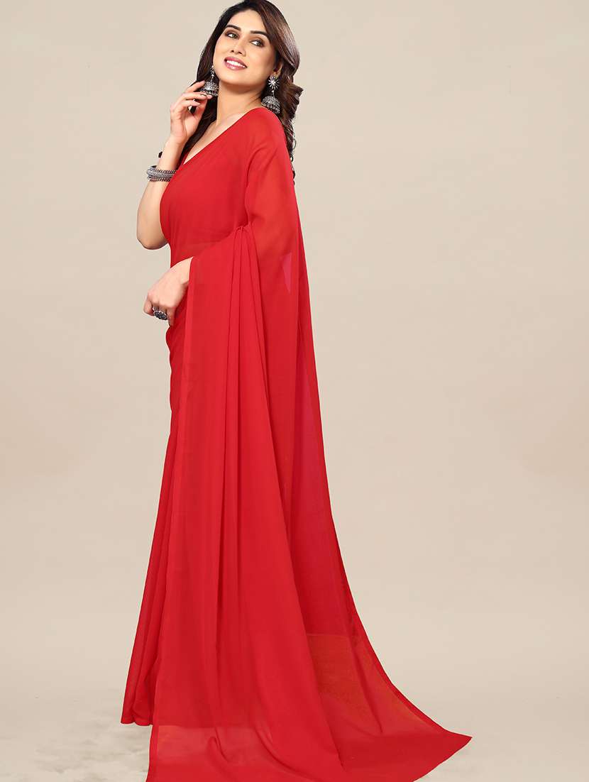 women solid plain saree with blouse - 22049297 -  Standard Image - 2