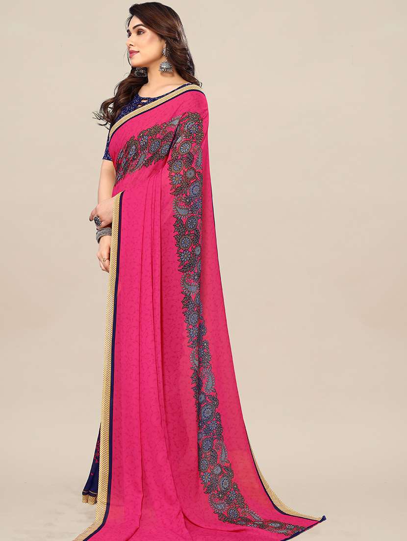 women printed casual wear saree with blouse - 22049324 -  Standard Image - 2