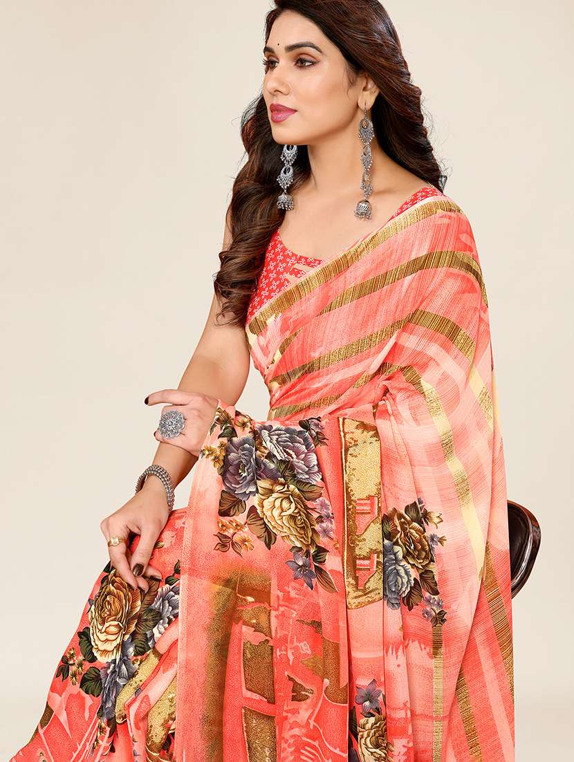 women printed casual wear saree with blouse - 22049336 -  Standard Image - 2