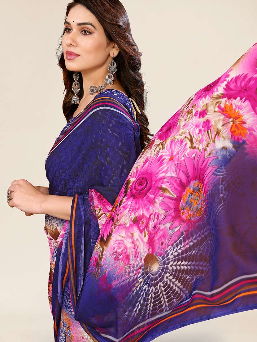 women printed casual wear saree with blouse - 22049343 -  Standard Image - 2