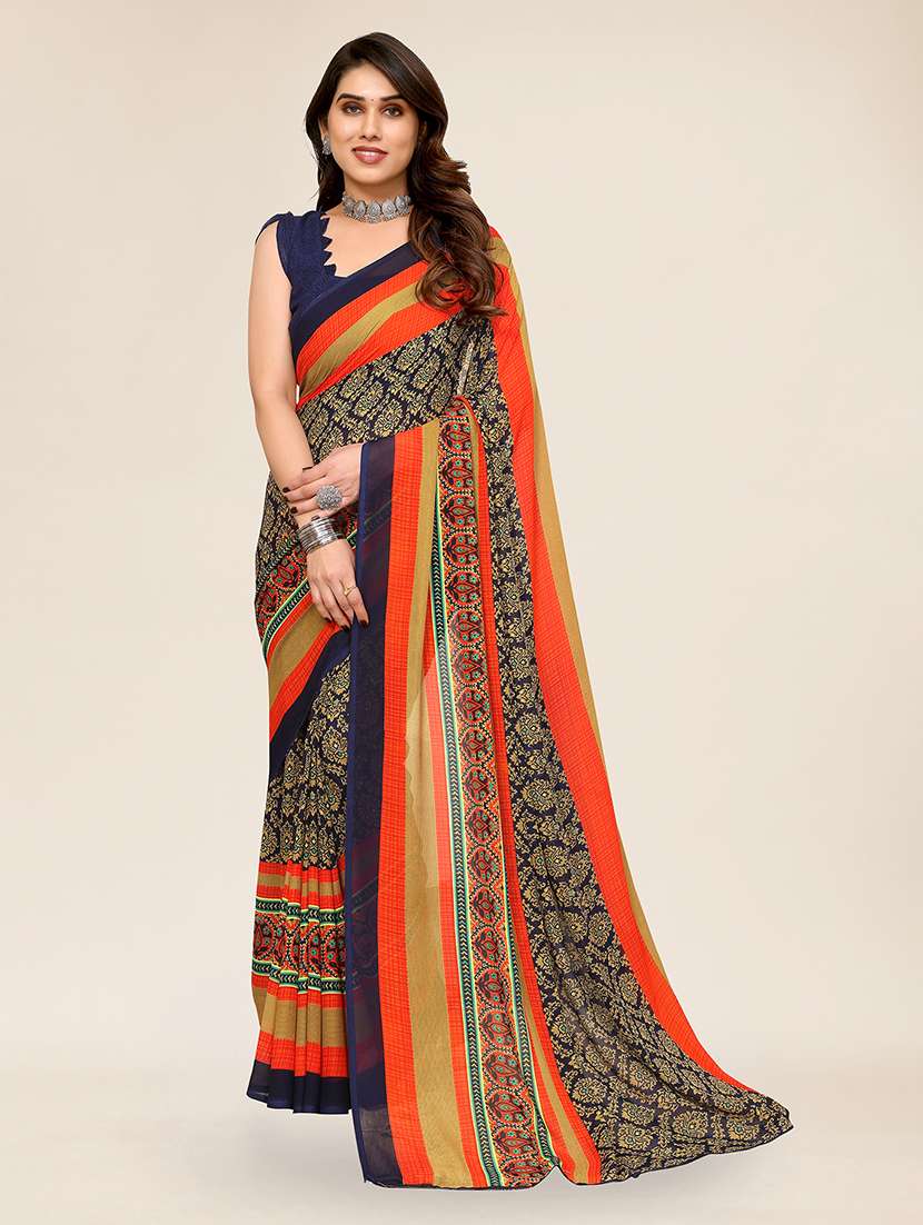 women printed casual wear saree with blouse