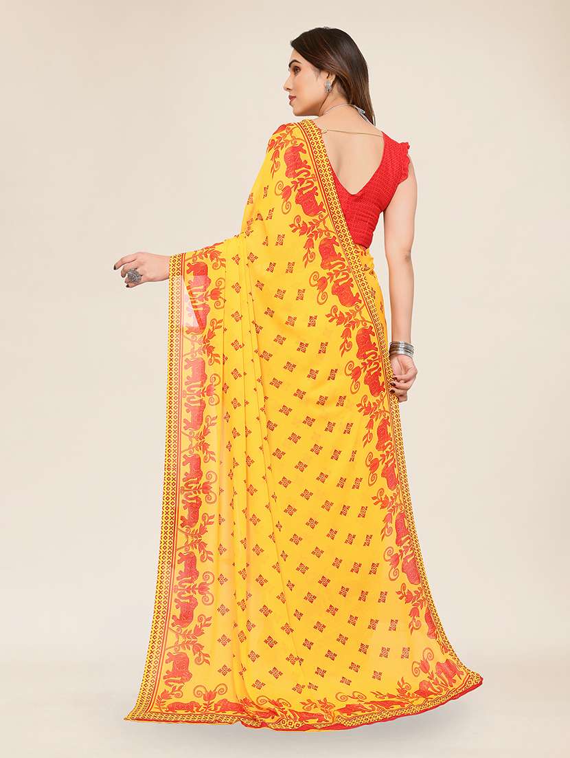 women printed casual wear saree with blouse - 22049348 -  Standard Image - 2