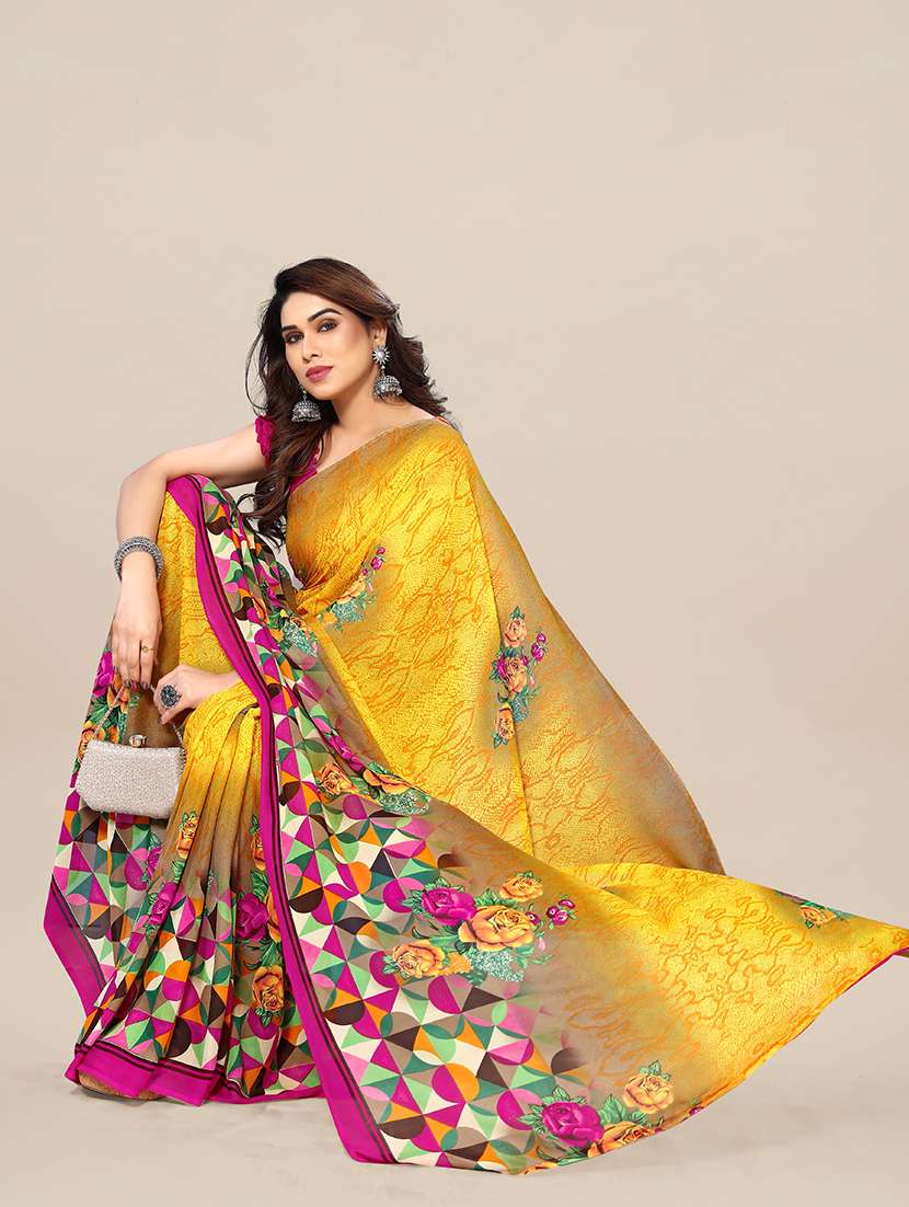 women printed casual wear saree with blouse - 22049364 -  Standard Image - 2