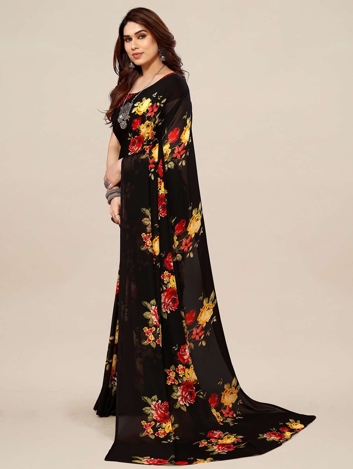 women printed casual wear saree with blouse - 22049365 -  Standard Image - 2