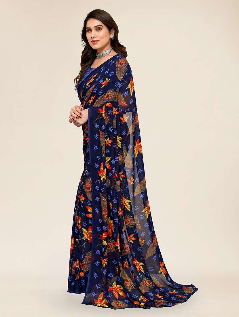 women printed casual wear saree with blouse - 22049367 -  Standard Image - 2