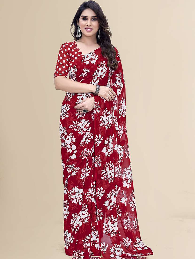 women printed casual wear saree with blouse