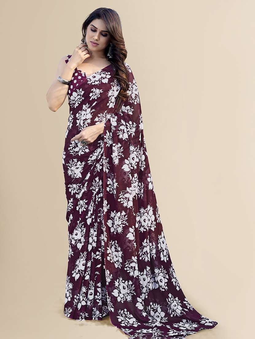 women printed casual wear saree with blouse - 22049373 -  Standard Image - 2