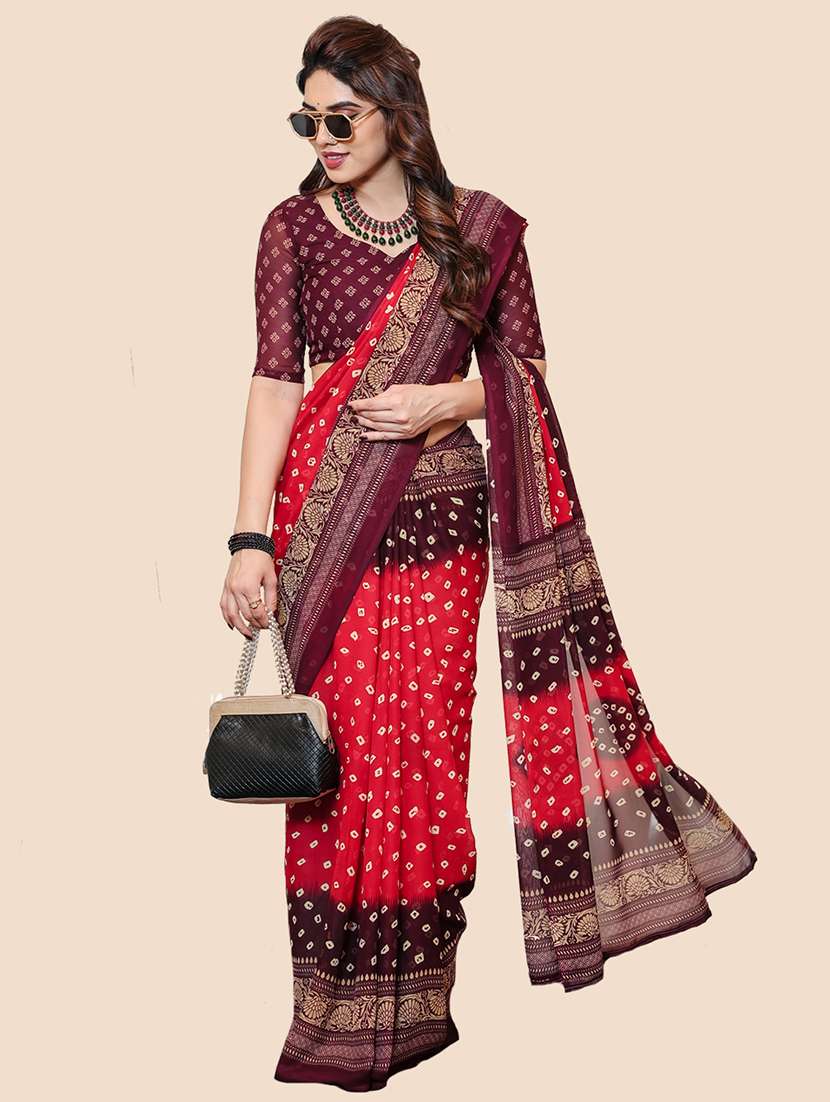 women printed casual wear saree with blouse - 22049383 -  Standard Image - 2