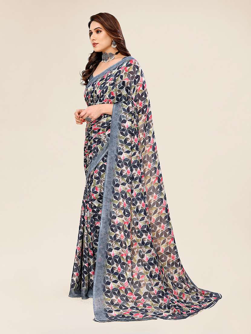 women printed casual wear saree with blouse - 22049387 -  Standard Image - 2