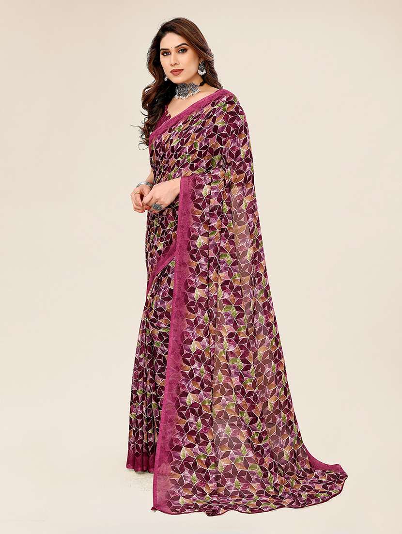 women printed casual wear saree with blouse - 22049389 -  Standard Image - 2