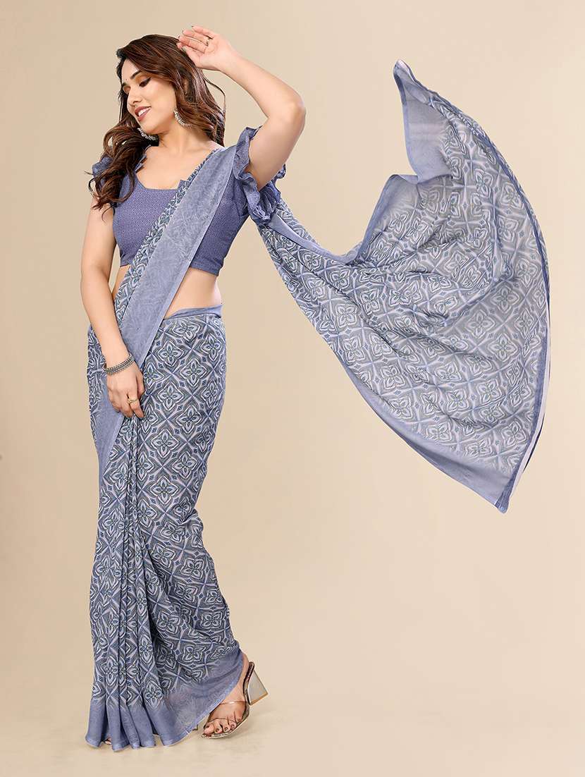 women printed casual wear saree with blouse - 22049402 -  Standard Image - 2