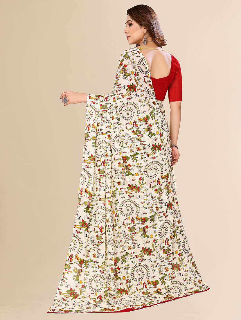 women printed casual wear saree with blouse - 22049406 -  Standard Image - 2